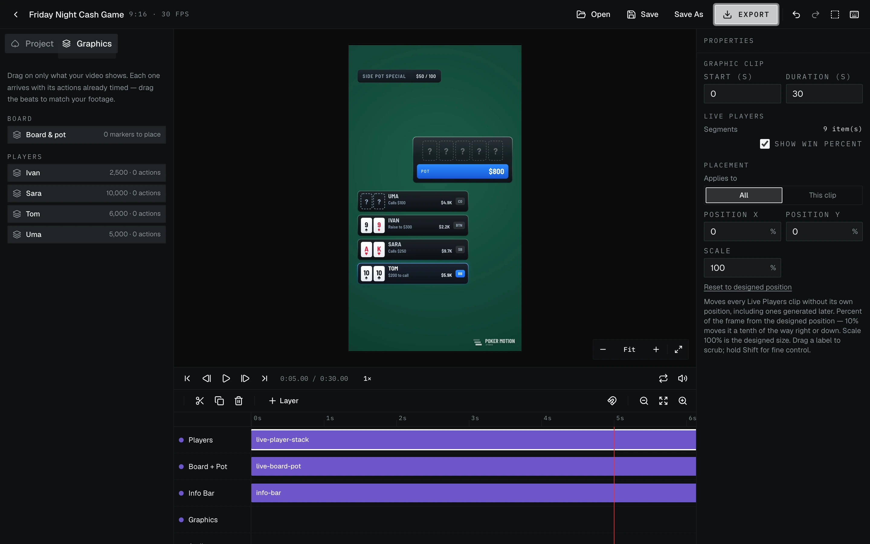 The editor in Creator mode, with a vertical 9:16 preview.